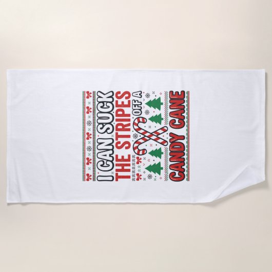 Lustiger Candy Cane Weihnachtspullover Strandtuch (Vorderseite)