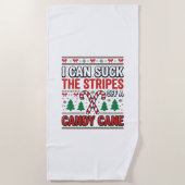 Lustiger Candy Cane Weihnachtspullover Strandtuch (Vorderseite)