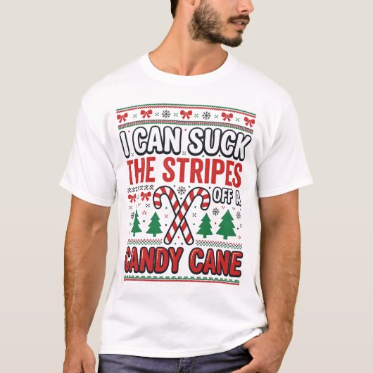 Lustiger Candy Cane Weihnachtspullover T-Shirt (Vorderseite)