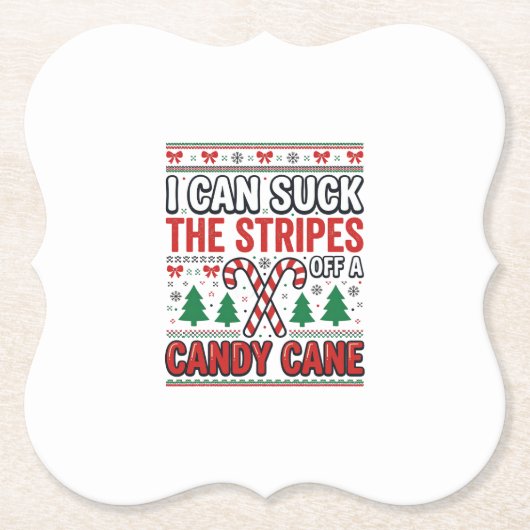 Lustiger Candy Cane Weihnachtspullover Untersetzer (Vorderseite)