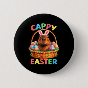 Lustiger Cappy-Oster-Hase Capybara mit Ostereiern  Button