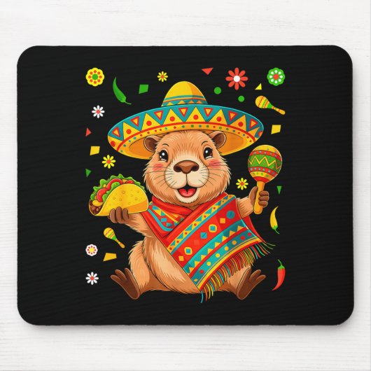 Lustiger Capybara Cinco de Mayo Fiesta Sombrero Ta Mousepad (Vorne)
