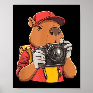 Lustiger Capybara-Fotograf Süßes Nagetier hält Kam Poster