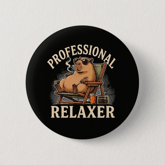 Lustiger Capybara-Professioneller Entspanner Button (Vorderseite)