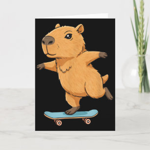 Lustiger Capybara Skater Skateboard Ballerina Zoo Karte