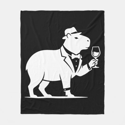 Lustiger Capybara-Weinglas Minimalist Modern Fleecedecke (Vorderseite)