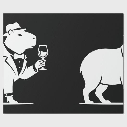 Lustiger Capybara-Weinglas Minimalist Modern Geschenkpapier (Saum)