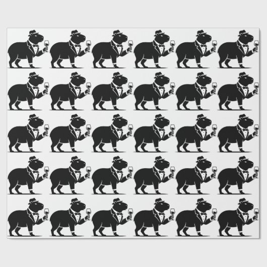 Lustiger Capybara-Weinglas Minimalist Modern Geschenkpapier (Flach)