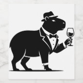 Lustiger Capybara-Weinglas Minimalist Modern Weinetikett (Einzelnes Label)