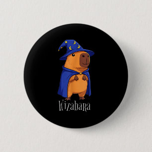Lustiger Capybara-Zauberer-Kostüm Wizabara Grafik Button