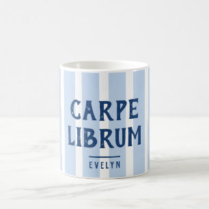 Lustiger Carpe Librum Spruch Streifiger Bibliothek Kaffeetasse