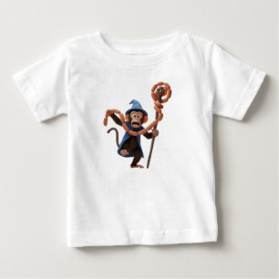 Lustiger Cartoon-Affe-Zauberer mit Wurststab in Baby T-shirt