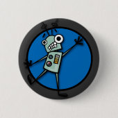 LUSTIGER CARTOON-ART-ROBOTER-GRAFISCHER RUNDER BUTTON (Vorderseite)