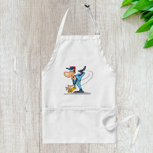 Lustiger Cartoon-Baseball-Pitcher, der einen Fastb Schürze