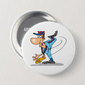 Lustiger Cartoon-Baseball-Pitcher wirft einen Fast Button (Vorne & Hinten)