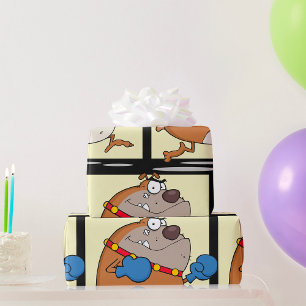 Lustiger Cartoon Bulldogge Boxer Hund Geschenkpapier