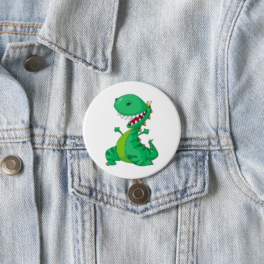 Lustiger Cartoon-Dinosaur brüllender T-Rex Button