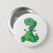 Lustiger Cartoon-Dinosaur brüllender T-Rex Button (Vorne & Hinten)