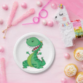 Lustiger Cartoon-Dinosaur brüllender T-Rex Pappteller (Party)