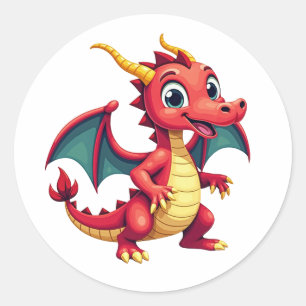 Lustiger Cartoon-Drache-Aufkleber  Runder Aufkleber