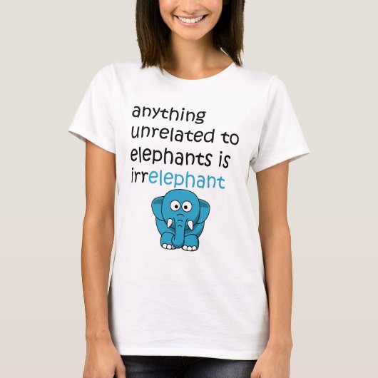 Lustiger Cartoon-Elefant-Text T-Shirt (Vorderseite)