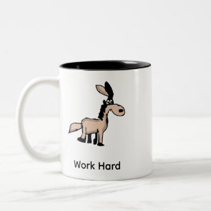 Lustiger Cartoon Esel Arbeitet Hart Büro Kaffeetas Zweifarbige Tasse