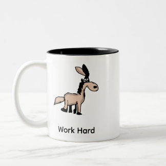 Lustiger Cartoon Esel Arbeitet Hart Büro Kaffeetas Zweifarbige Tasse