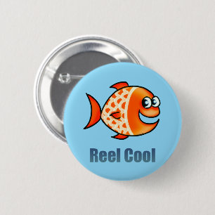 Lustiger Cartoon-Fisch Ozean Wortspiel Button
