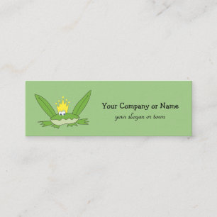 Lustiger Cartoon-Froschprinz Grün Mini Visitenkarte