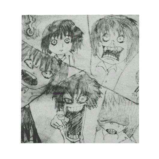 lustiger Cartoon Gesichtsausdruck Notizblock (Vorderseite)