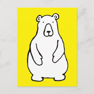 Lustiger Cartoon-Grizzly-Eisbär Gelb Postkarte