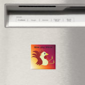 Lustiger Cartoon-Hahn mit Spruch Magnet (In Situ (Geschirrspüler))