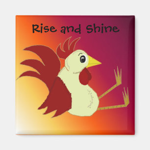 Lustiger Cartoon-Hahn mit Spruch Magnet