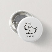 Lustiger Cartoon-Hund im Sitzen Button (Vorne & Hinten)