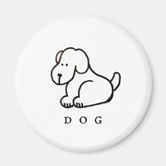 Lustiger Cartoon-Hund im Sitzen Magnet (Vorne)