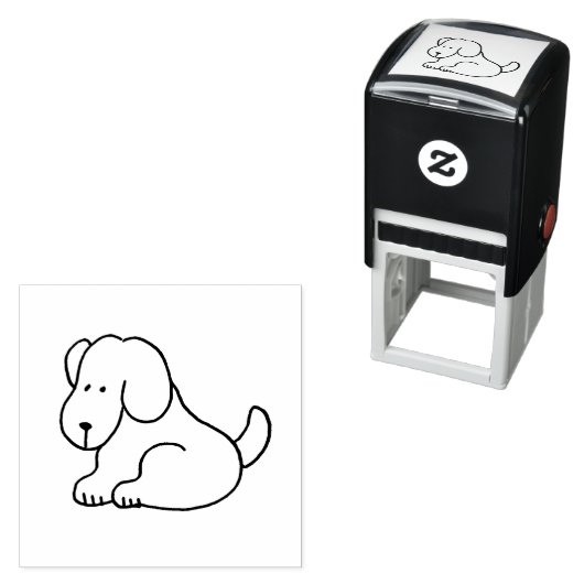 Lustiger Cartoon-Hund sitzend Permastempel (Beispiel)