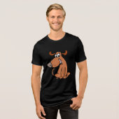 Lustiger Cartoon-Hund Tri-Blend Shirt (Vorderseite voll)