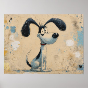 Lustiger Cartoon-Hund – Whimsical süße Hundekunst Poster