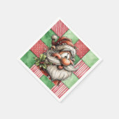 Lustiger Cartoon Lachender Weihnachtsmann Serviette (Ecke)
