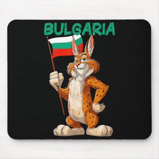 Lustiger Cartoon-Luchs mit bulgarischer Flagge als Mousepad (Vorne)