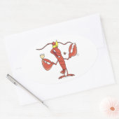 lustiger Cartoon mit Hummer Ovaler Aufkleber (Umschlag)