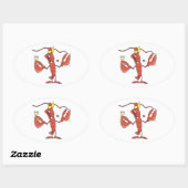 lustiger Cartoon mit Hummer Ovaler Aufkleber (Blatt)