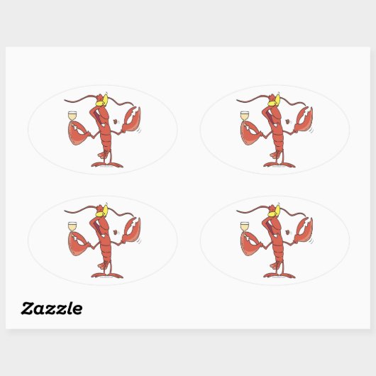 lustiger Cartoon mit Hummer Ovaler Aufkleber (Blatt)