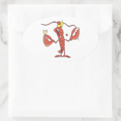 lustiger Cartoon mit Hummer Ovaler Aufkleber (Tasche)