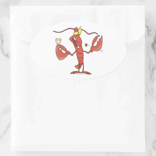 lustiger Cartoon mit Hummer Ovaler Aufkleber (Tasche)
