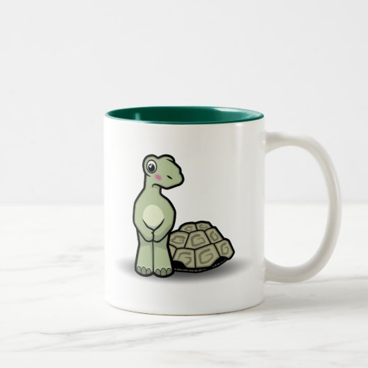 Lustiger Cartoon-Muschel-lose Schildkröten-Tasse Zweifarbige Tasse (Rechts)