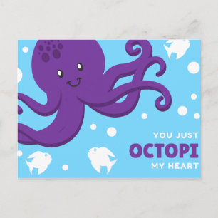 Lustiger Cartoon-Oktopus Postkarte