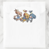 lustiger Cartoon Ovaler Aufkleber (Tasche)