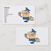 lustiger Cartoon Polizist isst Donuts Visitenkarte (Vorne/Hinten)