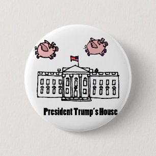 Lustiger Cartoon Präsidenten-Trump When Pigs Fly Button